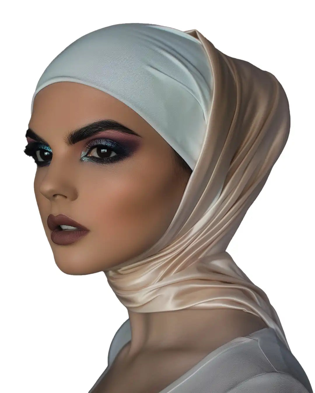 Monochrome Tube Undercap Thin Breathable  Cotton-Jersey Elastic Base Cap Lightweight Inner Hijab Cap For Women (Shade of White)