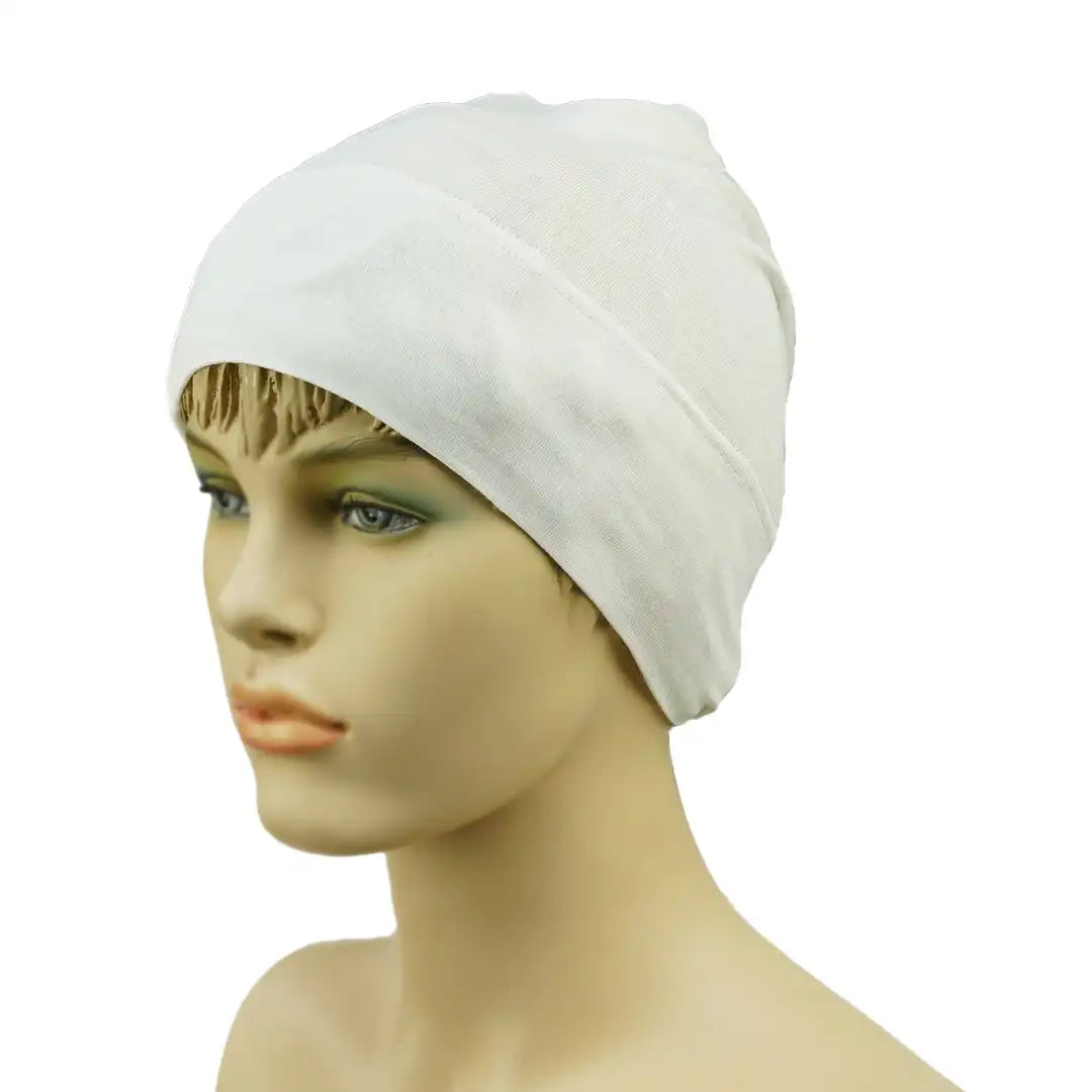 Monochrome Tube Undercap Thin Breathable  Cotton-Jersey Elastic Base Cap Lightweight Inner Hijab Cap For Women (Shade of White)