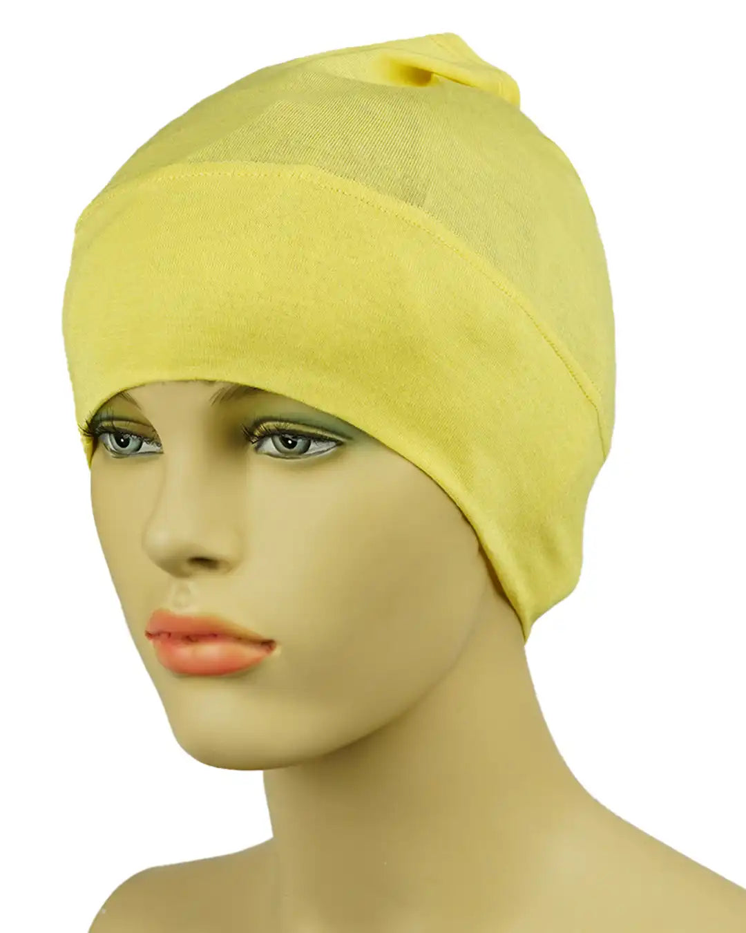 Monochrome Tube Undercap Thin Breathable  Cotton-Jersey Elastic Base Cap Lightweight Inner Hijab Cap For Women (Shade of Yellow)