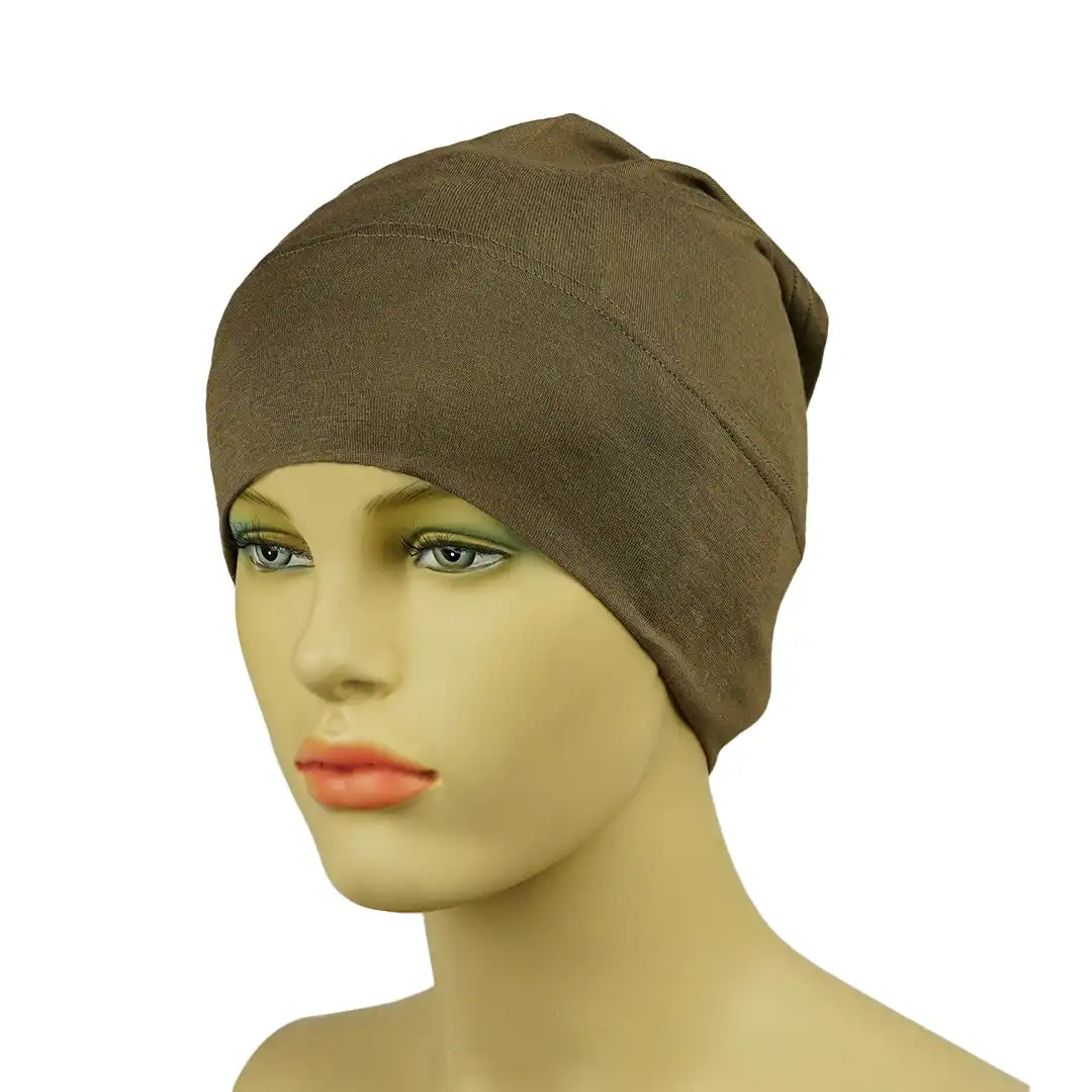 Monochrome Tube Undercap Thin Breathable  Cotton-Jersey Elastic Base Cap Lightweight Inner Hijab Cap For Women (Shade of Brown)