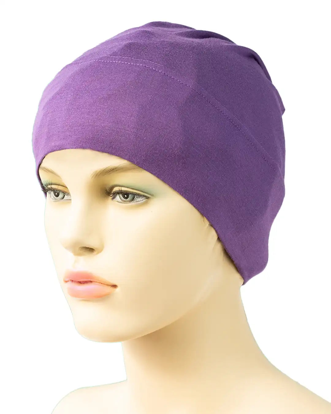 Monochrome Tube Undercap Thin Breathable  Cotton-Jersey Elastic Base Cap Lightweight Inner Hijab Cap For Women (Shade of Purple)