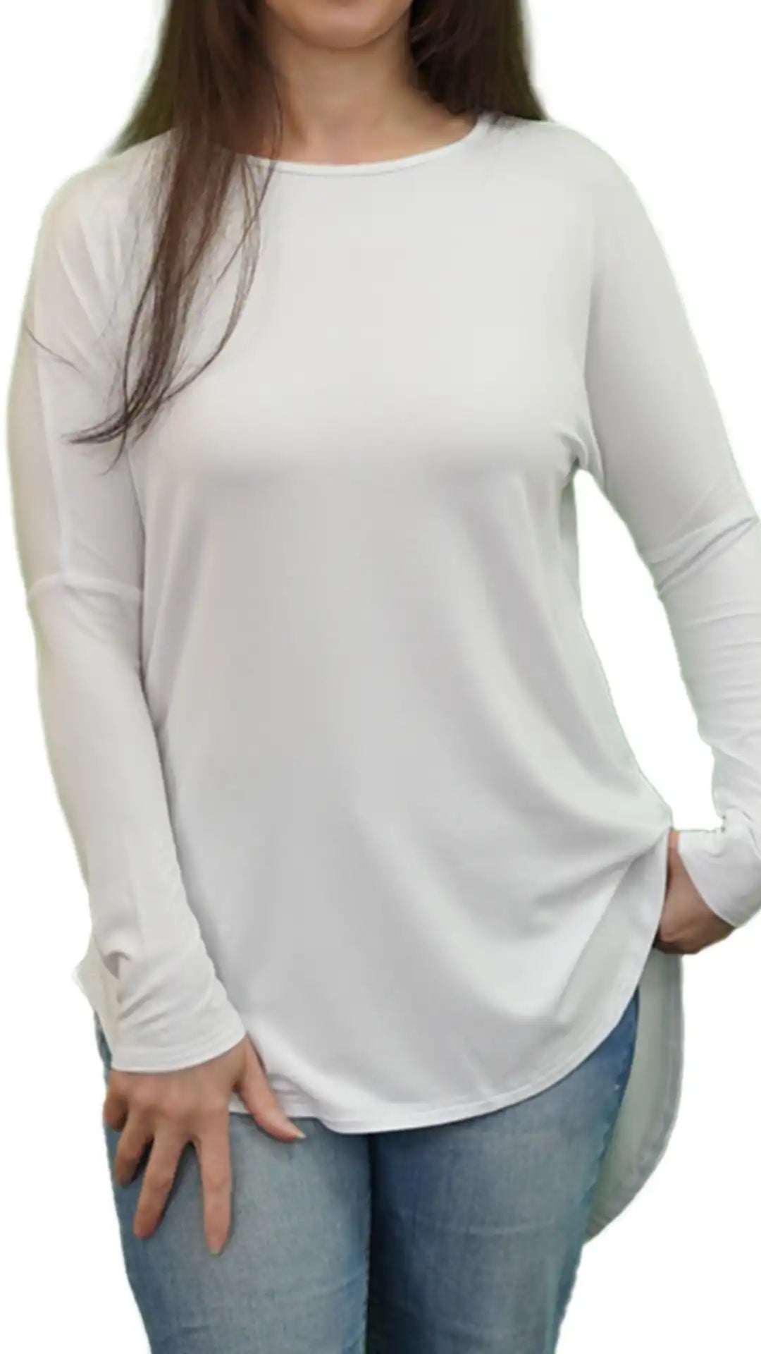 Women's Long Sleeve Side Slit Tunic Casual Solid Colour Cotton Soft Fabric Tops