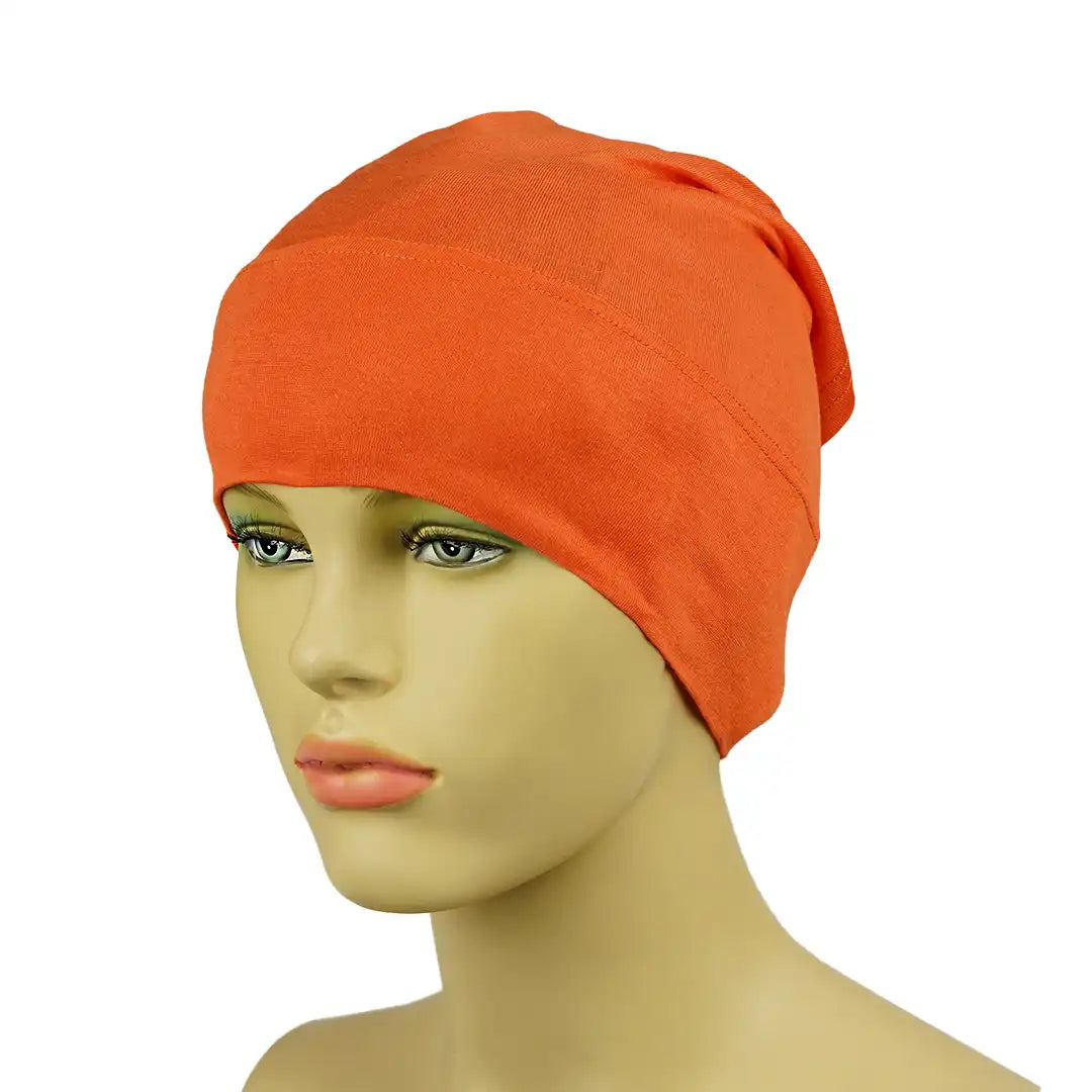 Monochrome Tube Undercap Thin Breathable  Cotton-Jersey Elastic Base Cap Lightweight Inner Hijab Cap For Women (Shade of Red)