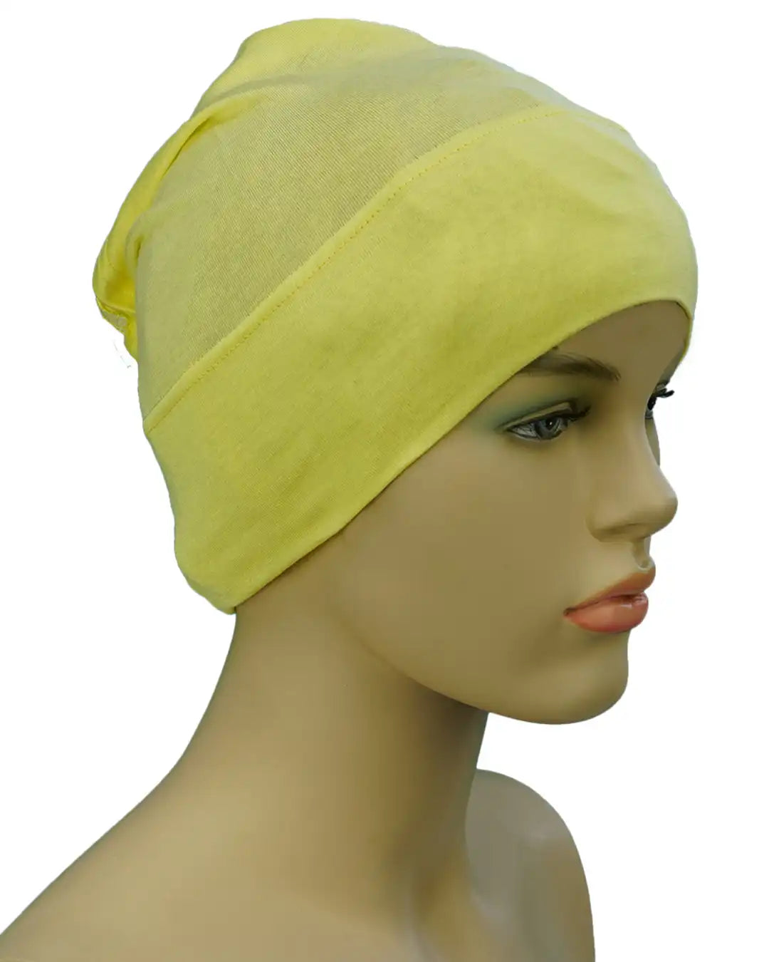 Monochrome Tube Undercap Thin Breathable  Cotton-Jersey Elastic Base Cap Lightweight Inner Hijab Cap For Women (Shade of Yellow)