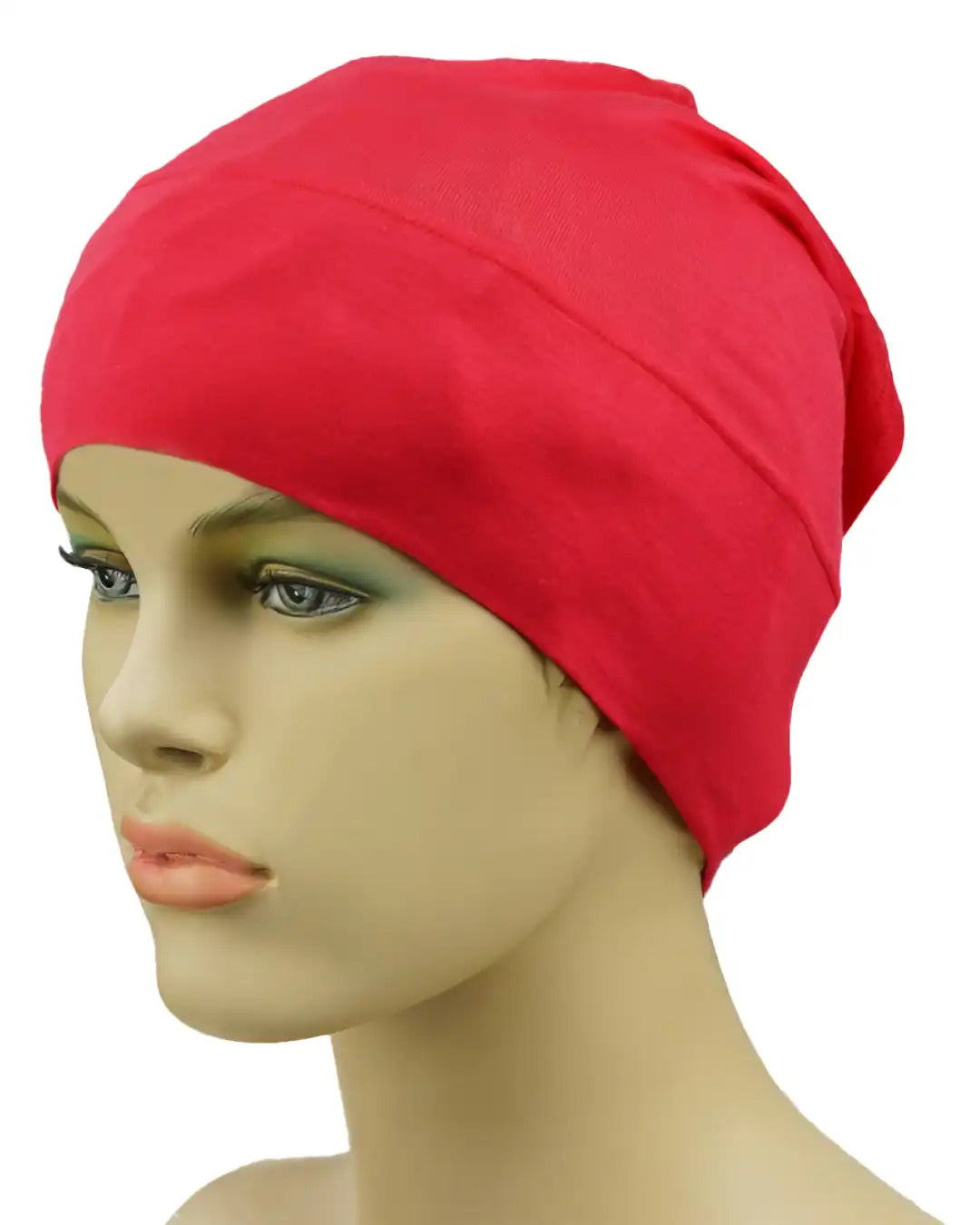 Monochrome Tube Undercap Thin Breathable  Cotton-Jersey Elastic Base Cap Lightweight Inner Hijab Cap For Women (Shade of Red)