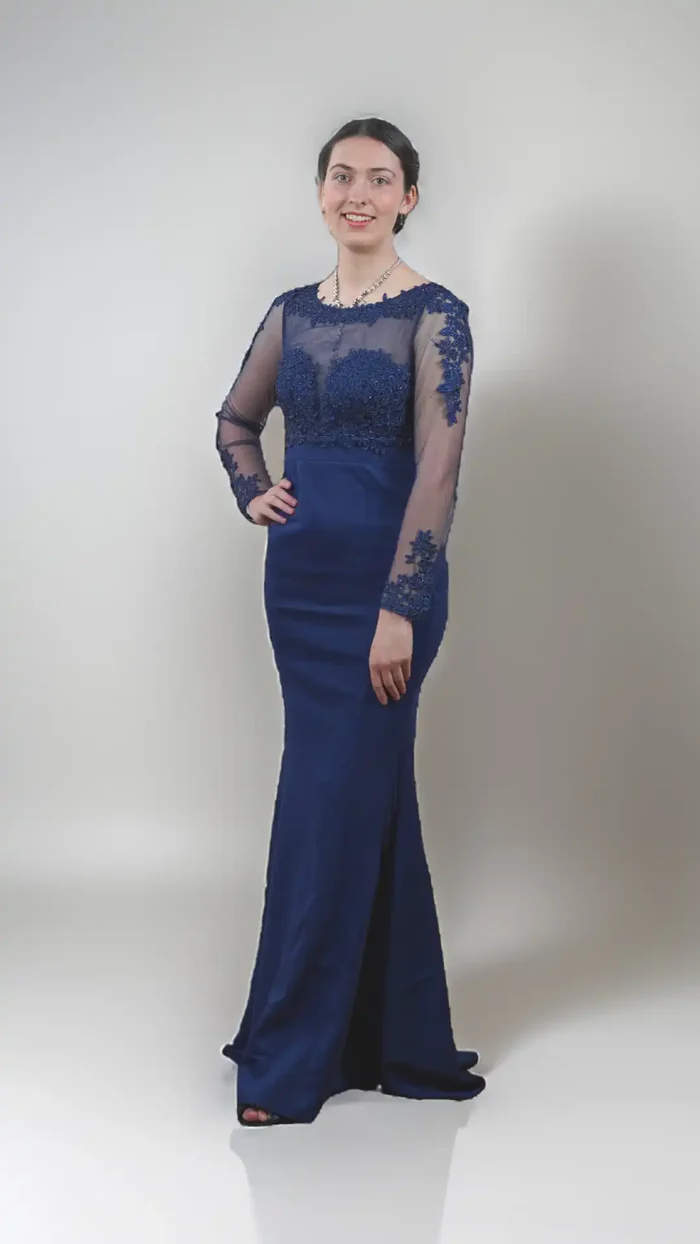 Pink Long Sleeve Floral Design Lace Embroidery Maxi Length Dresses - Image 11