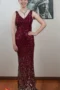 Burgundy Color Sequin Fishtail Sleeve Less Maxi Length Women's Dresses