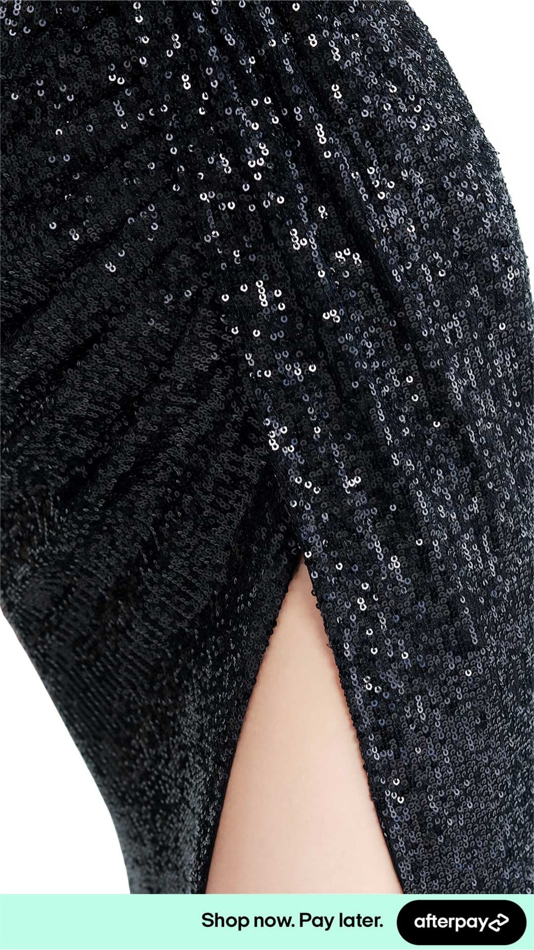 Plunge Neck Open Back Sequin Maxi Length Evening Dresses - Image 17