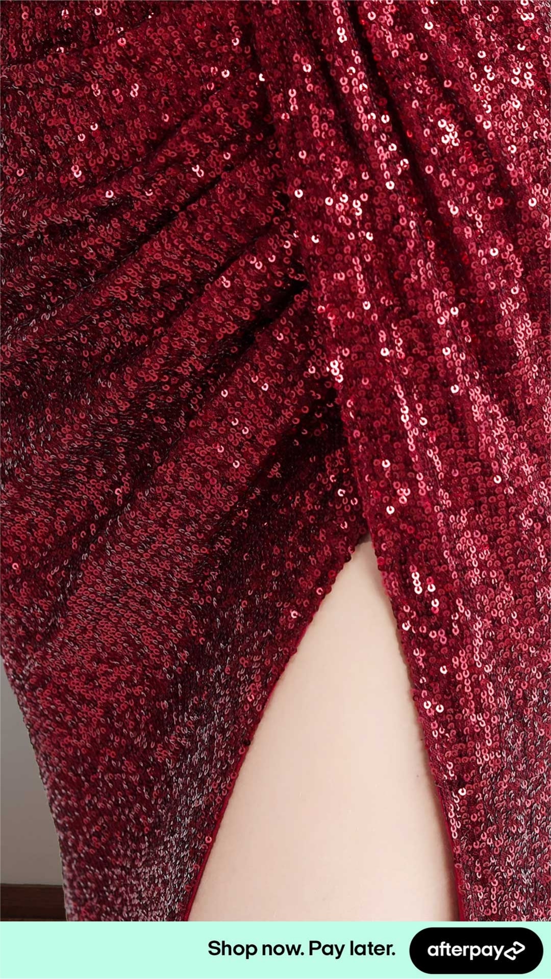 Plunge Neck Open Back Sequin Maxi Length Evening Dresses - Image 15