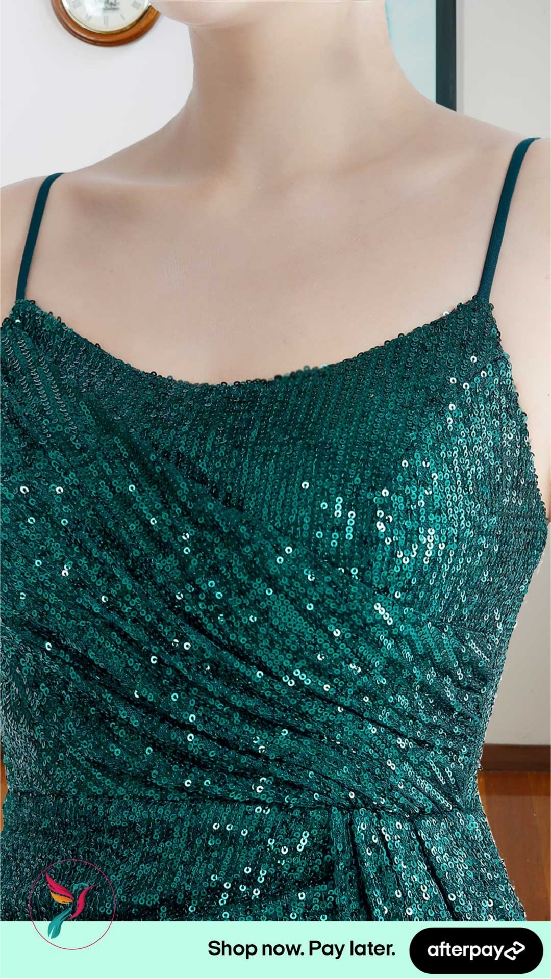 Plunge Neck Open Back Sequin Maxi Length Evening Dresses - Image 13