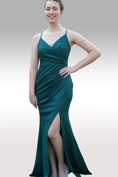 Green Sleeve Less Split Bodycon Maxi Women’s Party Evening Dresses