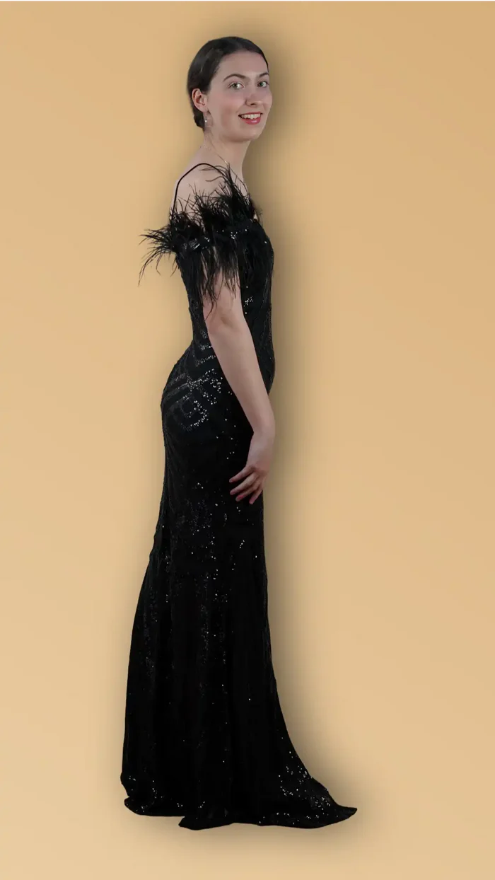 Off Shoulder spaghetti Strap V-neck Sequin Party Cocktail Women's Maxi Dresses - Image 3