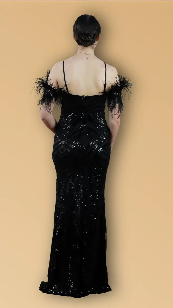 Off Shoulder spaghetti Strap V-neck Sequin Party Cocktail Women's Maxi Dresses - Image 4